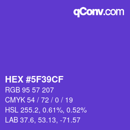 Color code: HEX #5F39CF | qconv.com