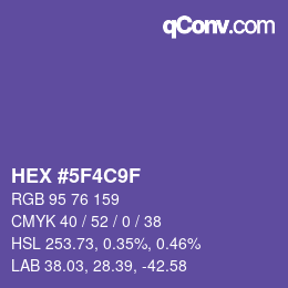 Farbcode: HEX #5F4C9F | qconv.com