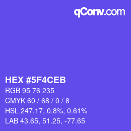 Farbcode: HEX #5F4CEB | qconv.com