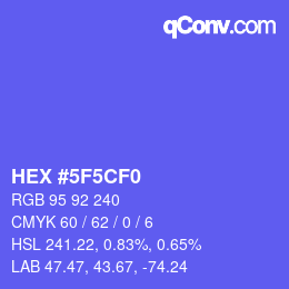 Color code: HEX #5F5CF0 | qconv.com