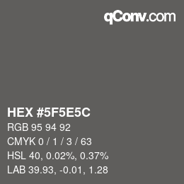 Color code: HEX #5F5E5C | qconv.com