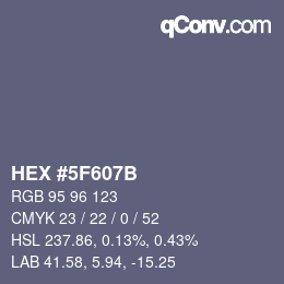 Código de color: HEX #5F607B | qconv.com