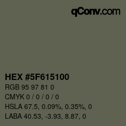 Color code: HEX #5F615100 | qconv.com