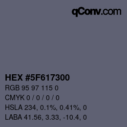 Color code: HEX #5F617300 | qconv.com