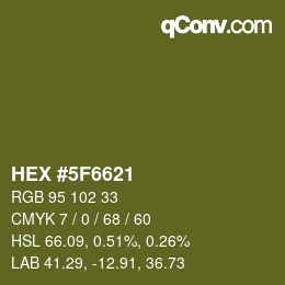 Farbcode: HEX #5F6621 | qconv.com