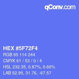 カラーコード: HEX #5F72F4 | qconv.com