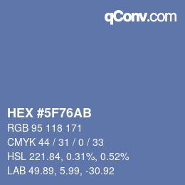 Color code: HEX #5F76AB | qconv.com
