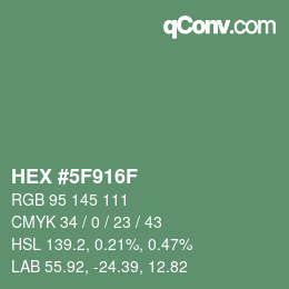 Color code: HEX #5F916F | qconv.com