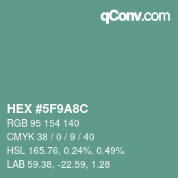 Código de color: HEX #5F9A8C | qconv.com