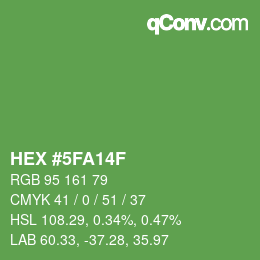 Code couleur: HEX #5FA14F | qconv.com