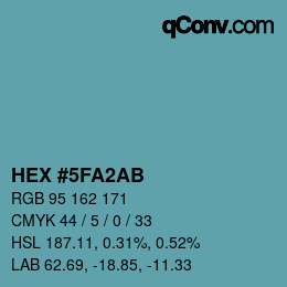 Color code: HEX #5FA2AB | qconv.com