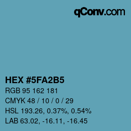 カラーコード: HEX #5FA2B5 | qconv.com