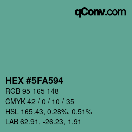Color code: HEX #5FA594 | qconv.com