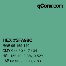 Color code: HEX #5FA98C | qconv.com