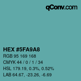 Color code: HEX #5FA9A8 | qconv.com