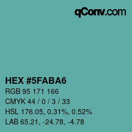 Color code: HEX #5FABA6 | qconv.com