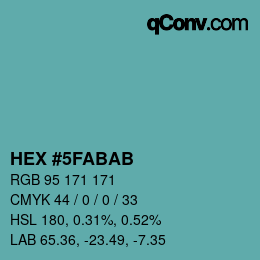 Color code: HEX #5FABAB | qconv.com