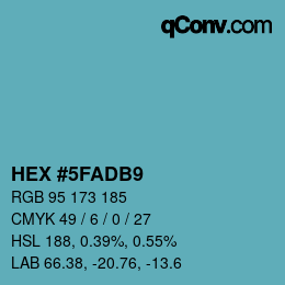 Code couleur: HEX #5FADB9 | qconv.com