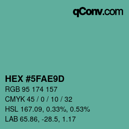 颜色代码: HEX #5FAE9D | qconv.com