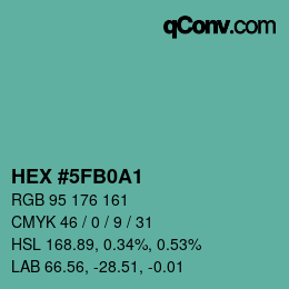 颜色代码: HEX #5FB0A1 | qconv.com