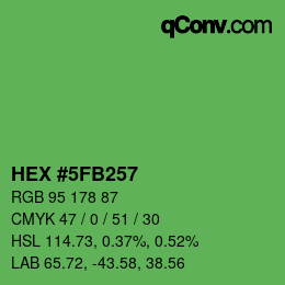 颜色代码: HEX #5FB257 | qconv.com