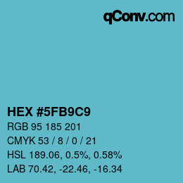 カラーコード: HEX #5FB9C9 | qconv.com