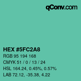 颜色代码: HEX #5FC2A8 | qconv.com