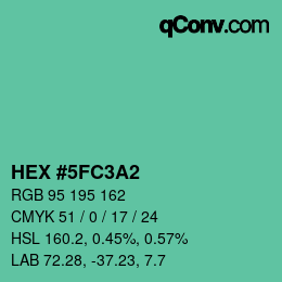 颜色代码: HEX #5FC3A2 | qconv.com