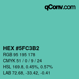 カラーコード: HEX #5FC3B2 | qconv.com