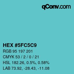颜色代码: HEX #5FC5C9 | qconv.com
