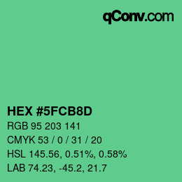 Color code: HEX #5FCB8D | qconv.com