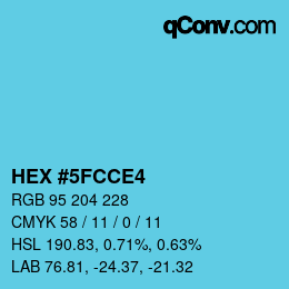 颜色代码: HEX #5FCCE4 | qconv.com