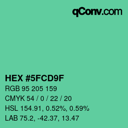 Color code: HEX #5FCD9F | qconv.com