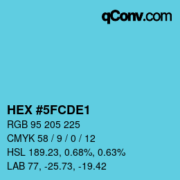 カラーコード: HEX #5FCDE1 | qconv.com