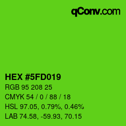 Color code: HEX #5FD019 | qconv.com