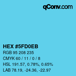 Color code: HEX #5FD0EB | qconv.com