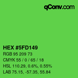 カラーコード: HEX #5FD149 | qconv.com