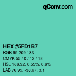 カラーコード: HEX #5FD1B7 | qconv.com