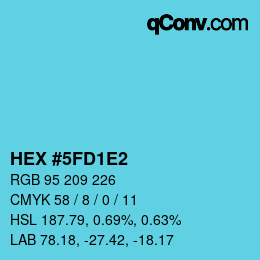 カラーコード: HEX #5FD1E2 | qconv.com