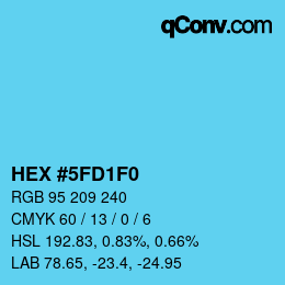 カラーコード: HEX #5FD1F0 | qconv.com