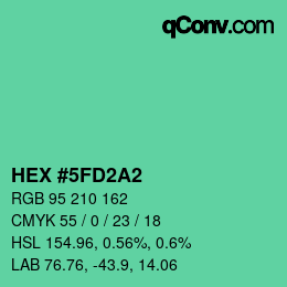 カラーコード: HEX #5FD2A2 | qconv.com