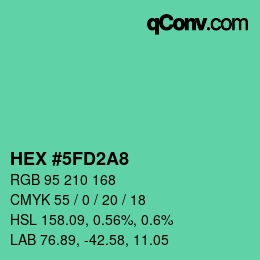 カラーコード: HEX #5FD2A8 | qconv.com