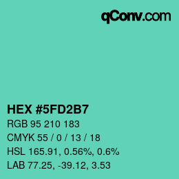 Farbcode: HEX #5FD2B7 | qconv.com