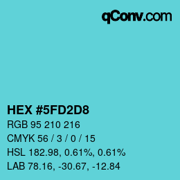 カラーコード: HEX #5FD2D8 | qconv.com
