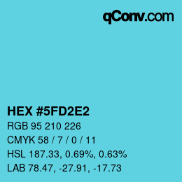 カラーコード: HEX #5FD2E2 | qconv.com