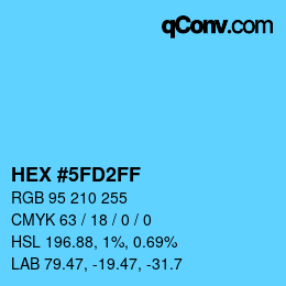 カラーコード: HEX #5FD2FF | qconv.com