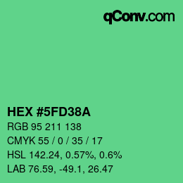 颜色代码: HEX #5FD38A | qconv.com
