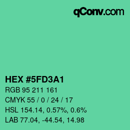 颜色代码: HEX #5FD3A1 | qconv.com