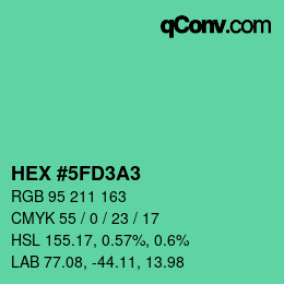 颜色代码: HEX #5FD3A3 | qconv.com