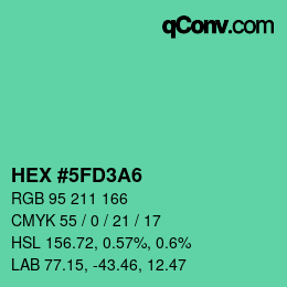 颜色代码: HEX #5FD3A6 | qconv.com